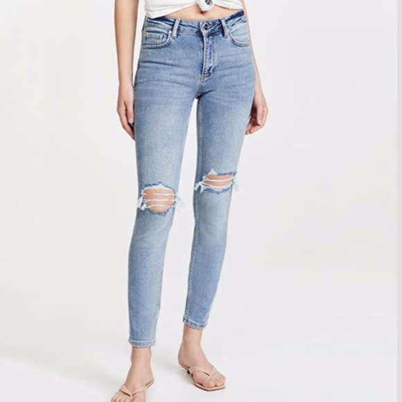 Anine Bing Blue Distressed Skinny Jeans Size 28 - Picture 7 of 7